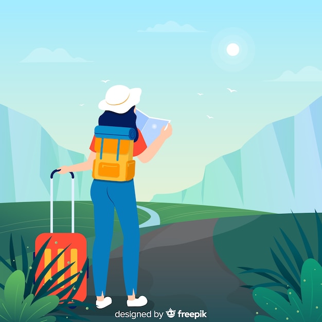 Free Vector | Girl going on a trip background