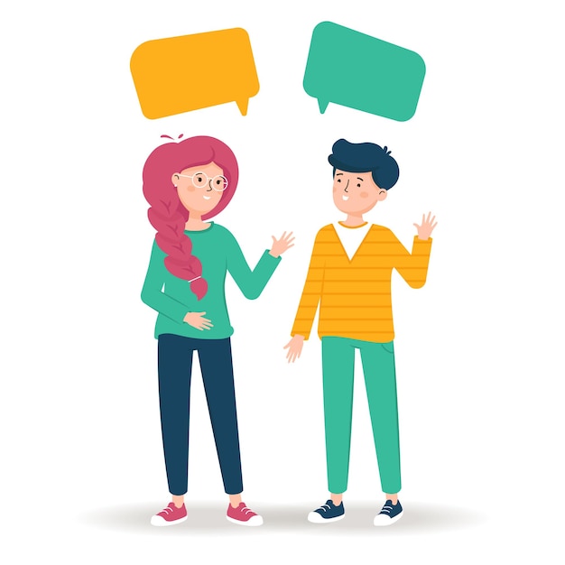 Premium Vector | Girl and a guy are talking to each other . friends to ...