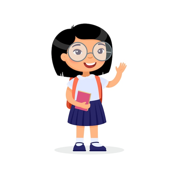 premium vector girl holding a book isolated cartoon character elementary school student with backpack https www freepik com profile preagreement getstarted 5141149