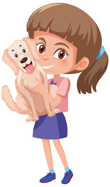 Premium Vector | Girl holding cute animal cartoon character isolated on ...