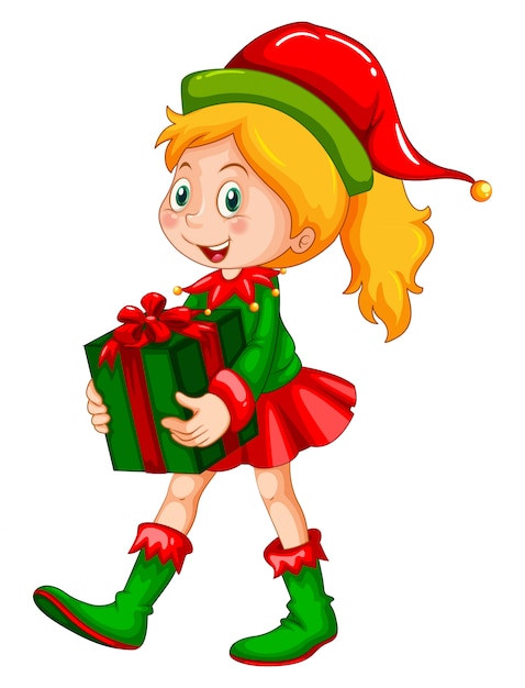 Girl holding present box | Free Vector