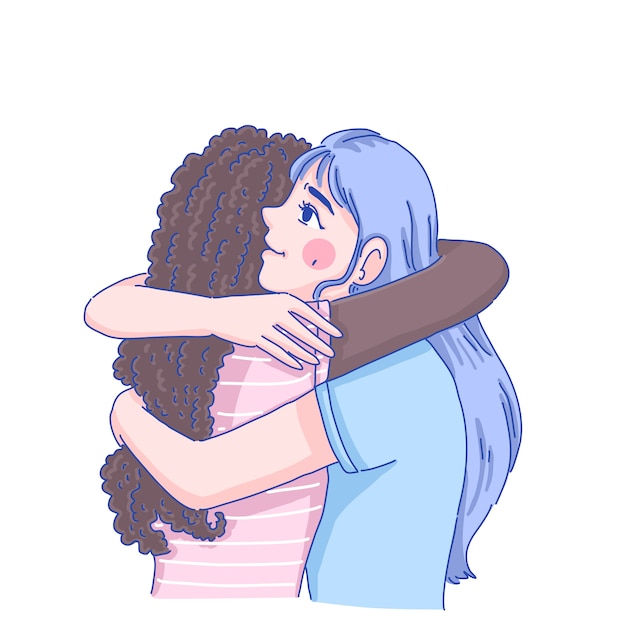 Premium Vector Girl Hug Her Friend