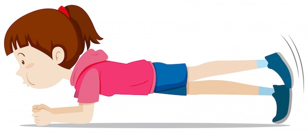 A girl plank exercise | Free Vector