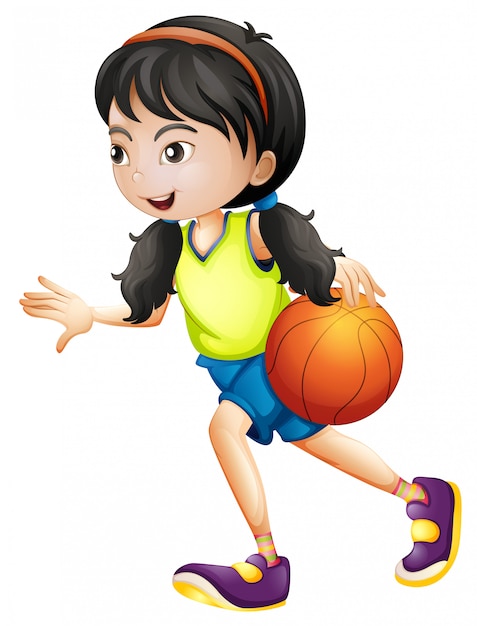 Free Vector Girl Playing Basketball White Background