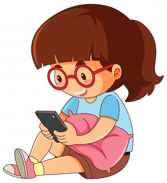 A girl playing mobile phone Vector | Free Download