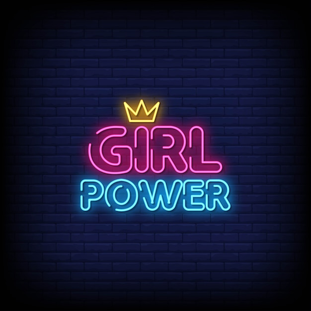Premium Vector | Girl power neon signs style text