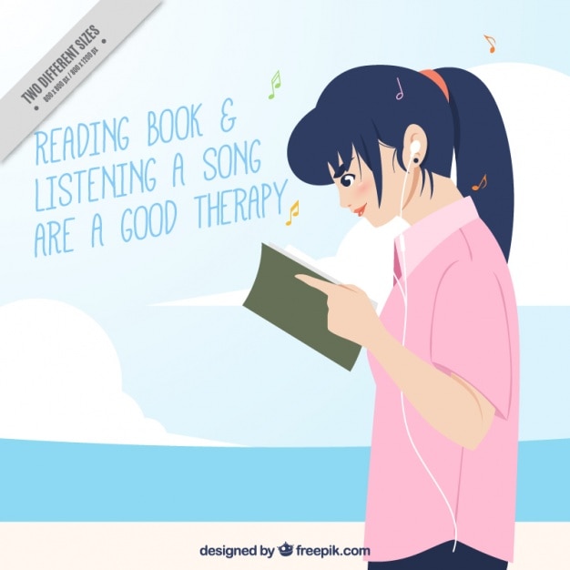 Download Girl reading and quote background Vector | Free Download