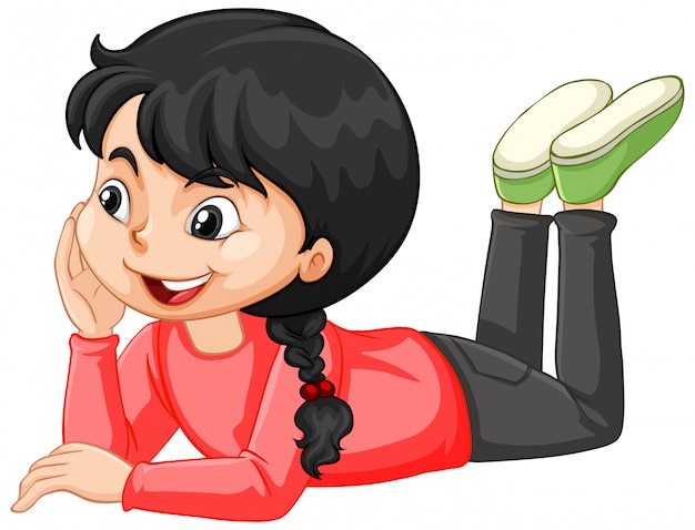 Premium Vector | Girl in red shirt isolated