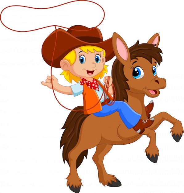 Download Premium Vector | Girl riding a horse with lasso