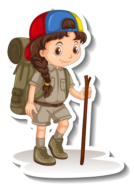 Premium Vector | Girl in safari outfit cartoon character sticker