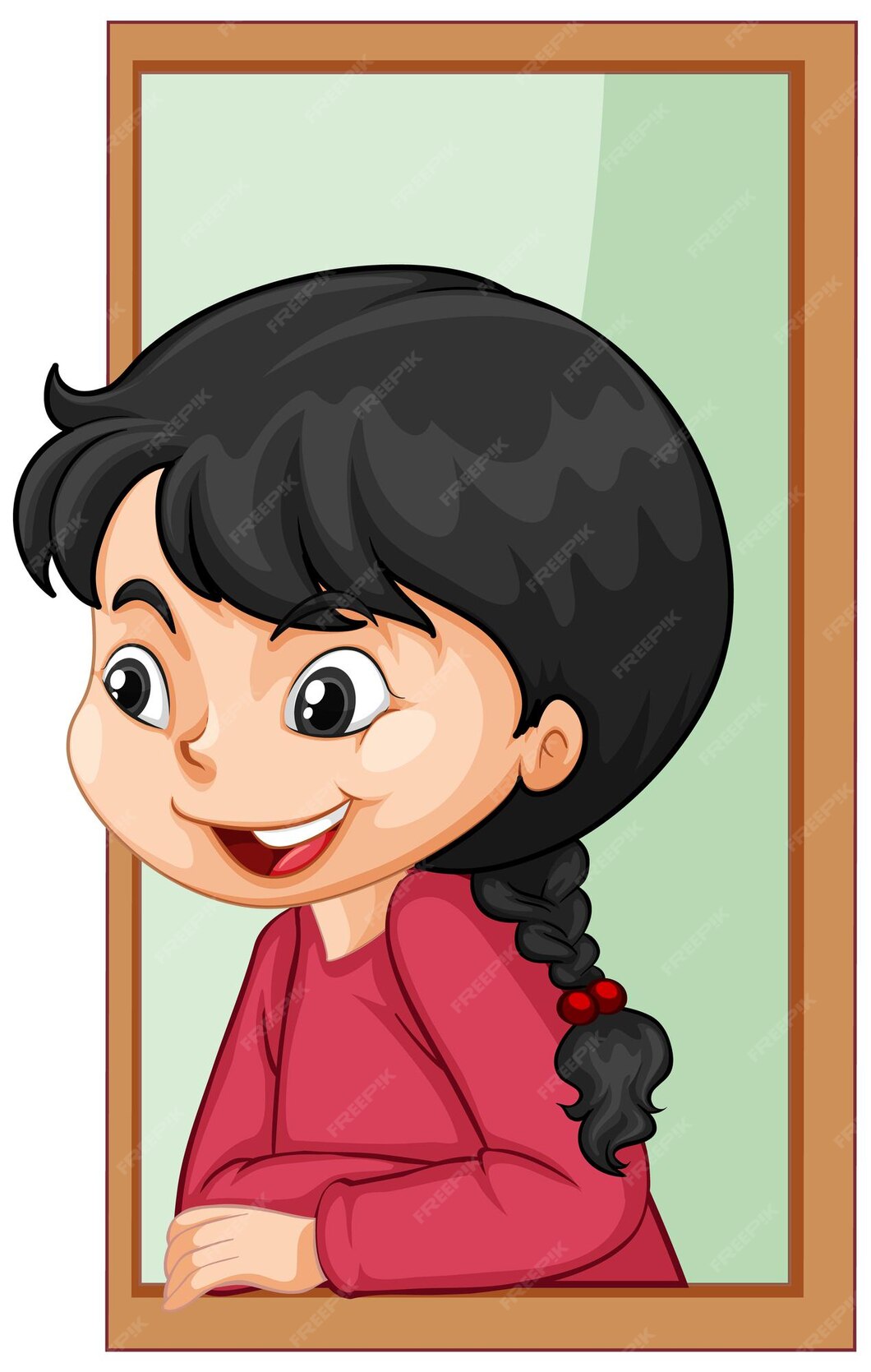 Free Vector | Girl sitting by the window on isolated background