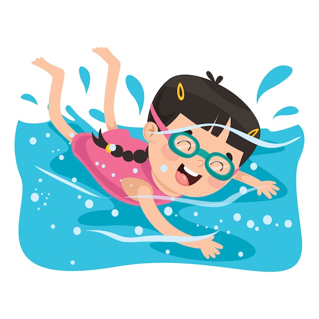 Premium Vector | Girl swimming