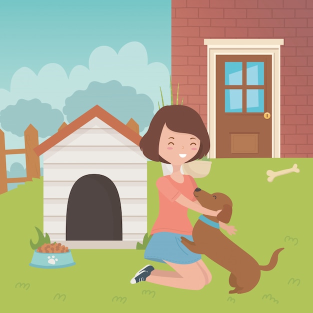 Download Free Girl With Dog Cartoon Design Free Vector Use our free logo maker to create a logo and build your brand. Put your logo on business cards, promotional products, or your website for brand visibility.