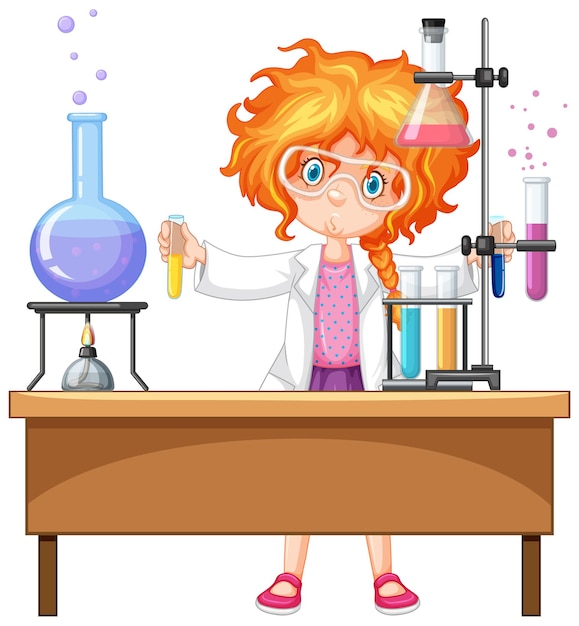 Free Vector | Girl with experiment items