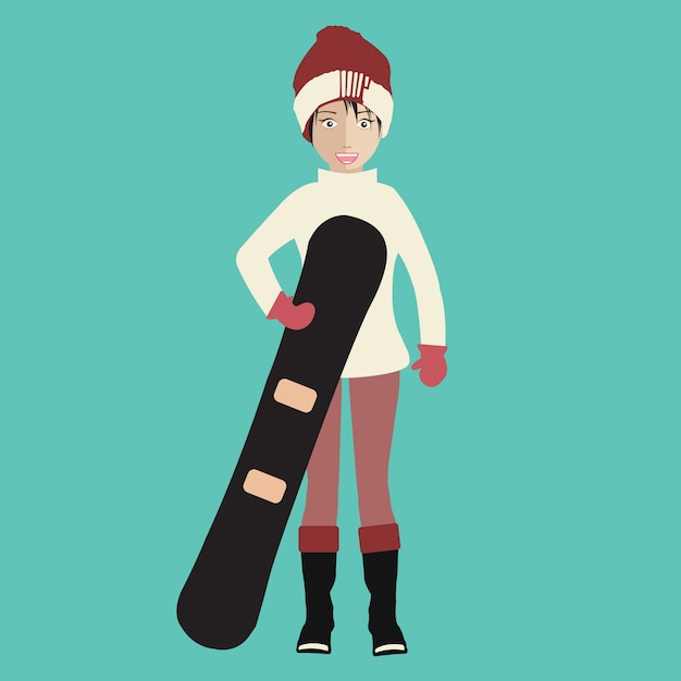 Girl with snowboard