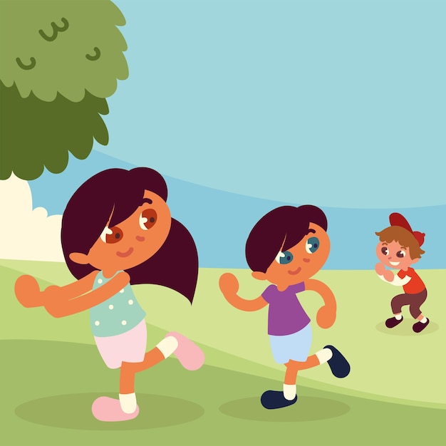 Premium Vector | Girls and boy playing