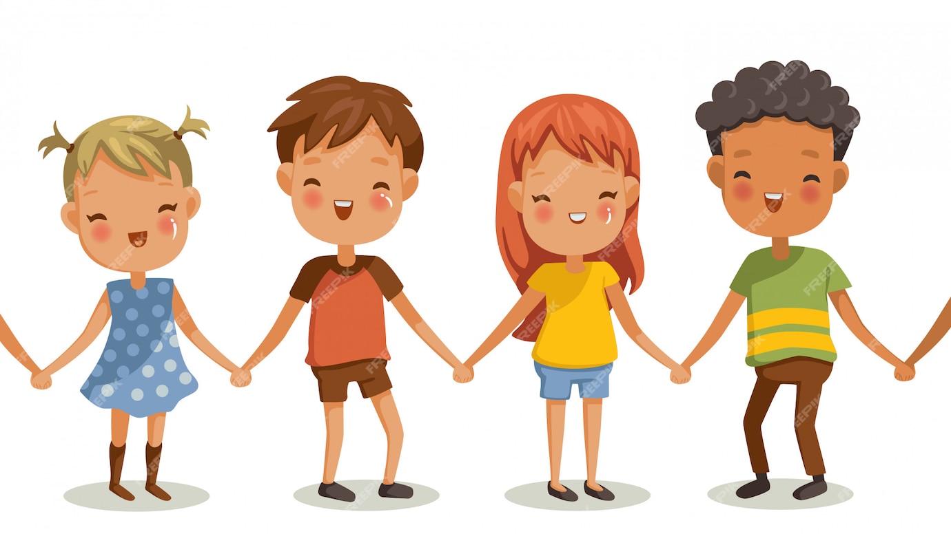 Premium Vector | Girls and boys holding hands. gestures and emotions ...