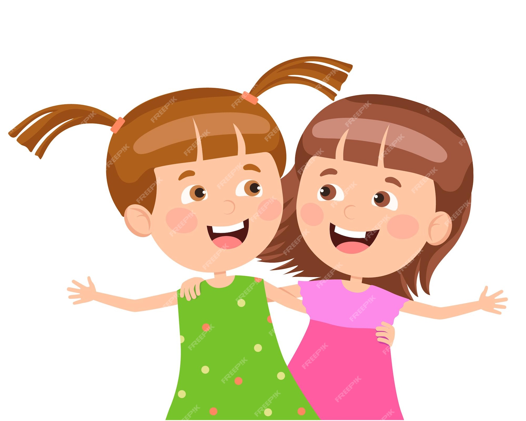 Premium Vector | Girls friends. vector characters kids in flat style.