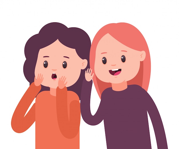 Premium Vector | Girls whisper to each other secrets. vector cartoon ...