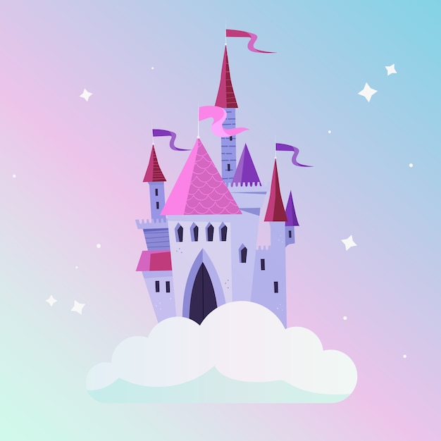 Free Vector | Girly fairytale castle on cloud