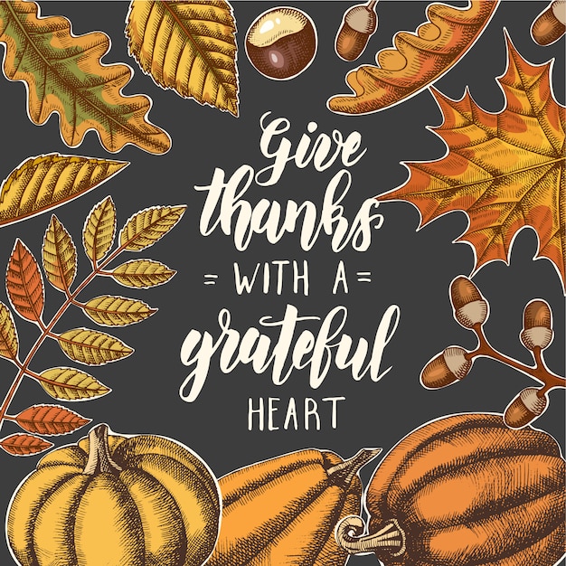 Premium Vector | Give thanks with a grateful heart - thanksgiving day ...