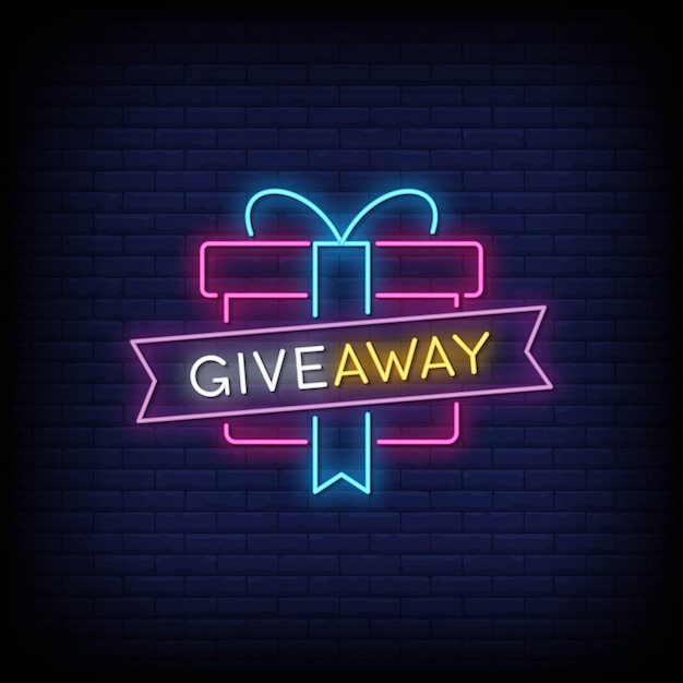 Premium Vector Giveaway Neon Signs Style Text