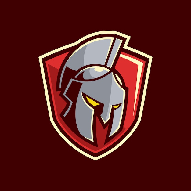 Premium Vector | Gladiator spartan helmet shield logo design