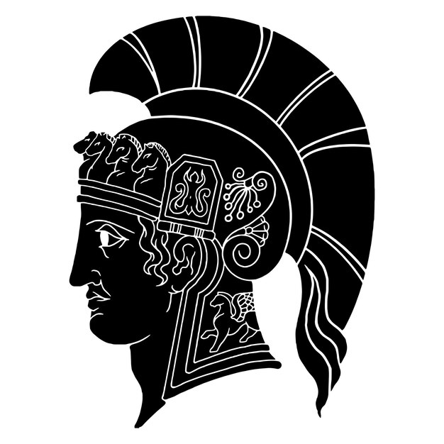 Premium Vector | Gladiator spartan monochrome illustration sketch