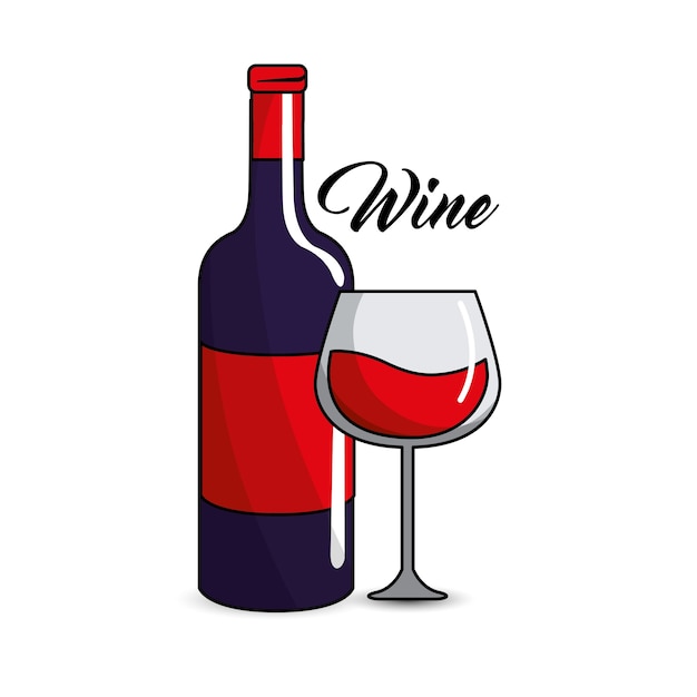 Premium Vector Glass And Bottle Of Wine Icon