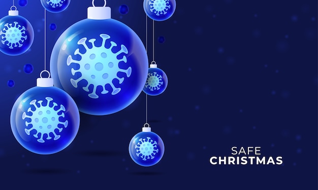 Premium Vector | Glass christmas coronavirus ball banner