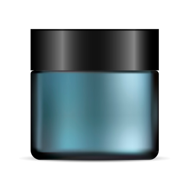 Download Premium Vector Glass Cream Jar Realistic Matte Blue Round Pot