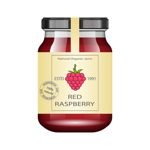 Download Premium Vector Glass Jar With Raspberry Jam And Configure Packaging Collection Vintage Label For Jam Bank Realistic