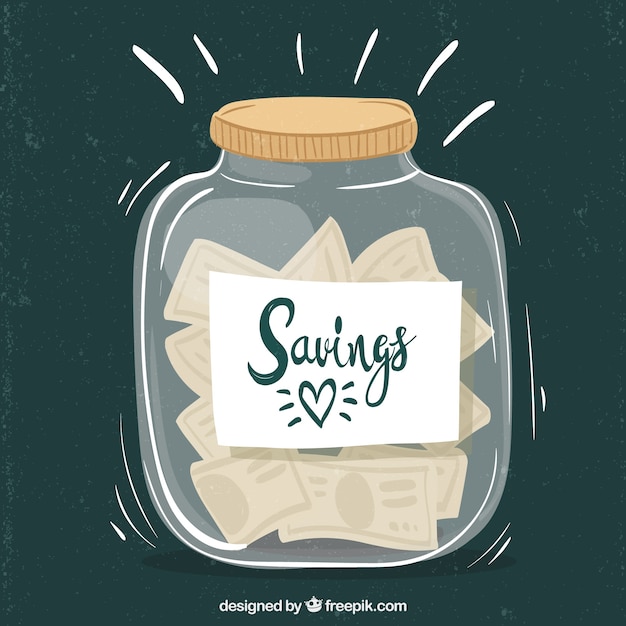 Glass pot full of money with flat design