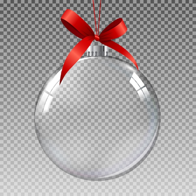 Glass transparent christmas ball with snow. Vector Premium Download