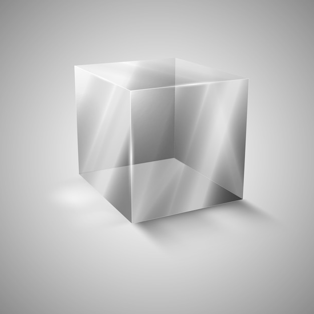 Premium Vector Glass Transparent Cube Presentation Of A New Product