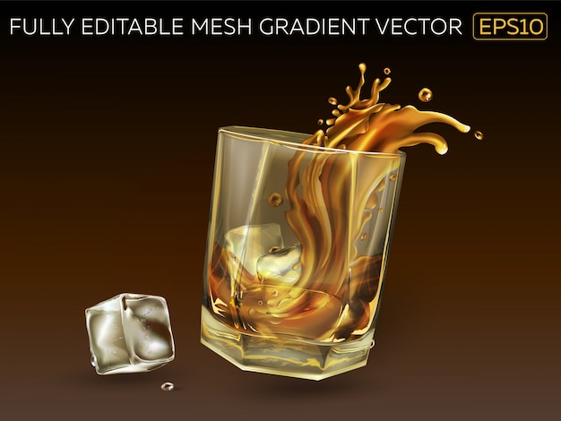 Premium Vector Glass With A Splash Of Whiskey And Ice Cubes - Glass Ice Cubes Vector Premium Vector Glass With A Splash Of Whiskey And Ice Cubes - Glass Ice Cubes Vector