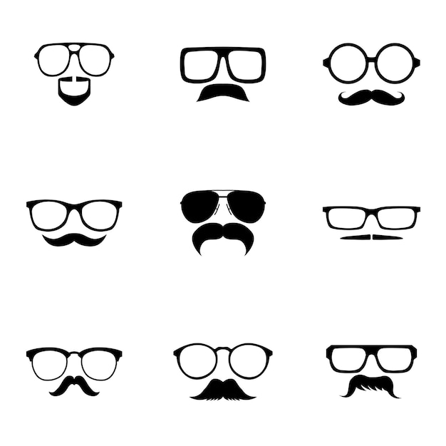 Premium Vector Glasses And Mustache Vector Set Simple Glasses And Mustache Shape Illustration 8267