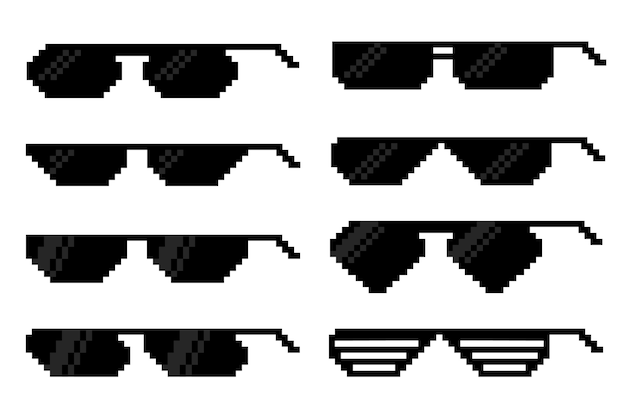 Premium Vector Glasses In Pixel Art Style A Set Of Accessories For Vision