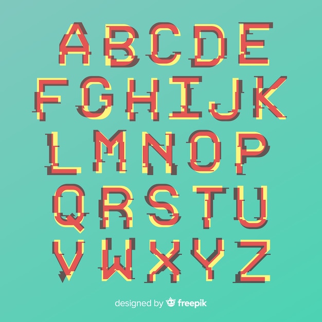 Free Vector | Glitch Alphabet Template