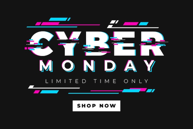 Premium Vector | Glitch cyber monday concept