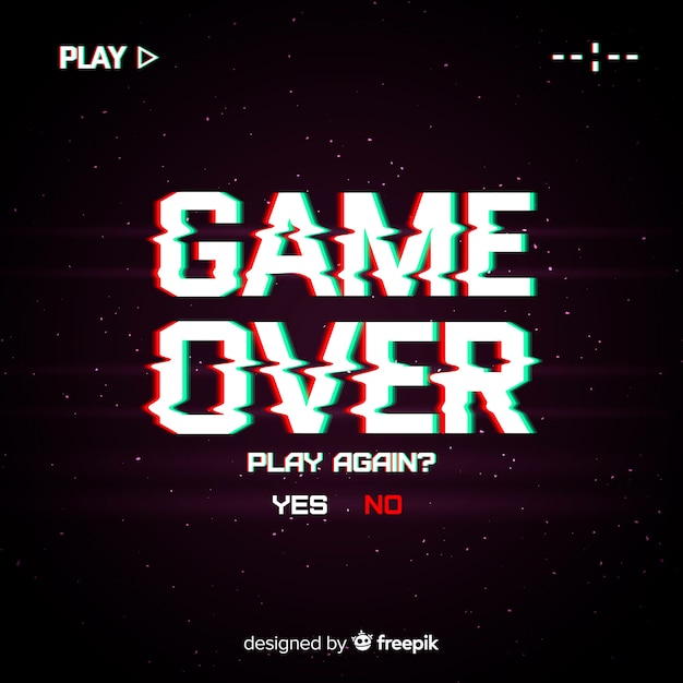  Glitch  effect game  over  background Free Vector