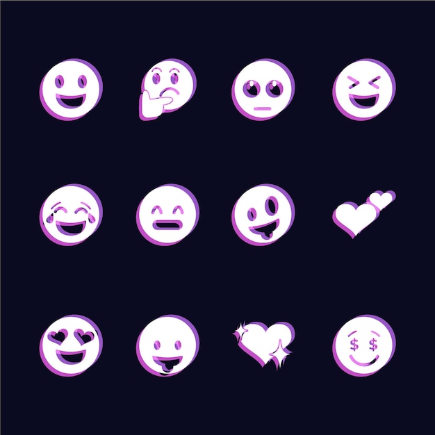 Free Vector | Glitch emojis icons set