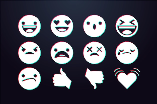 Download Glitch emojis pack | Free Vector