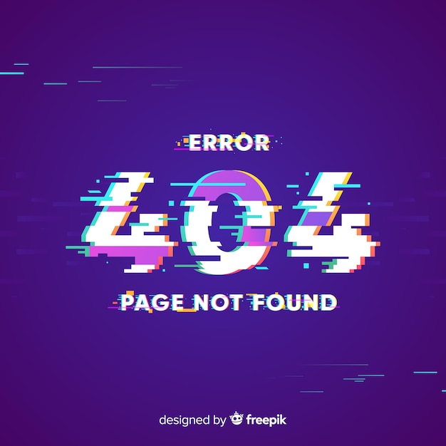 Glitch error 404 page Free Vector