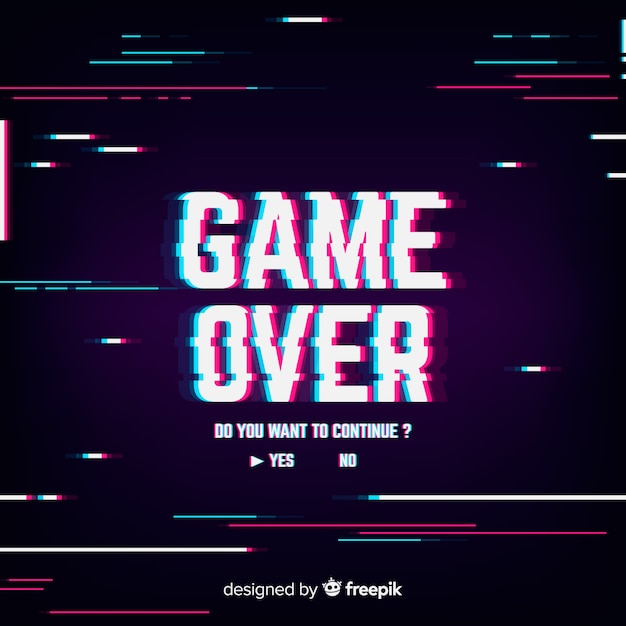  Glitch  game  over  background Free Vector