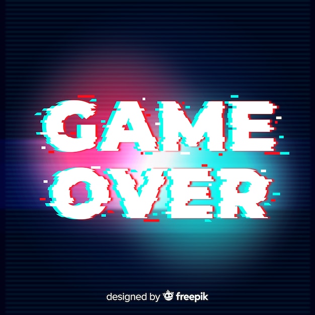  Glitch  game  over  background Free Vector