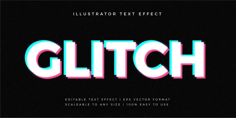 Premium Vector | Glitch glowing text style font effect