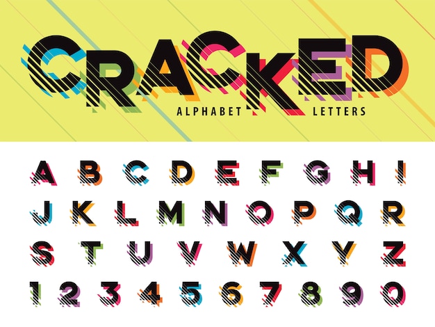 Premium Vector | Glitch modern alphabet letters and numbers