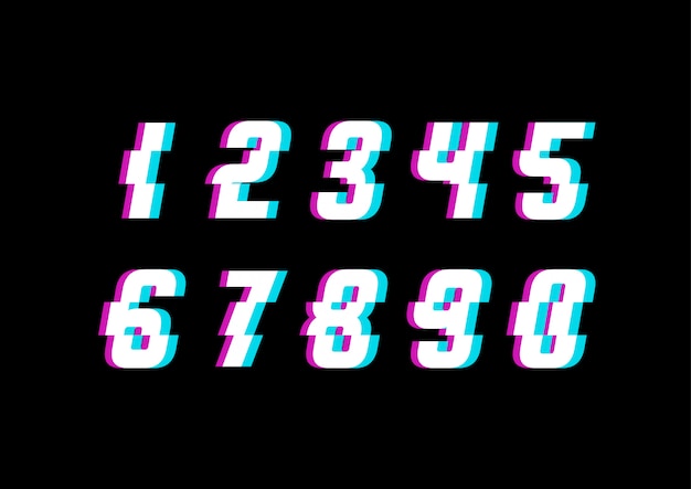 Premium Vector | Glitch modern space technology number set