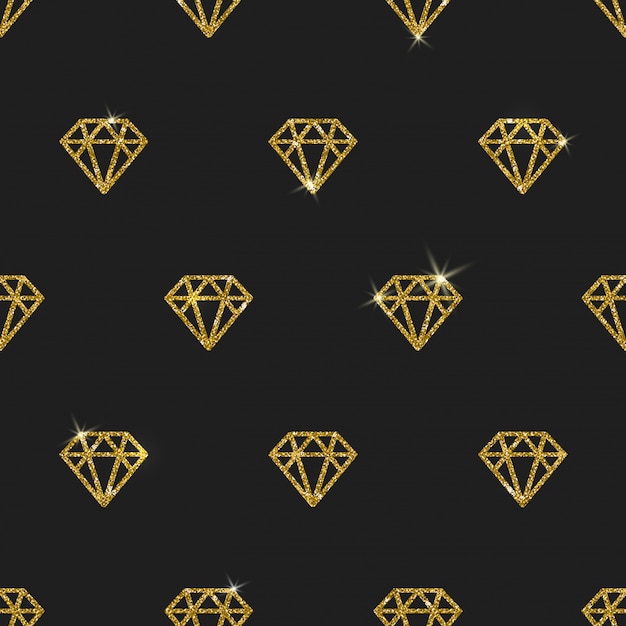 キラキラのゴールドダイヤモンド シームレスな背景 プレミアムベクター